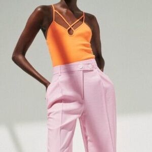 Zara Orange Keyhole Cross Strap Crop Top Tank | L